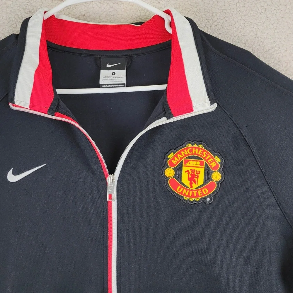 Nike Manchester United Soccer Track Jacket Full‎ Zip Men's Large Black Red White